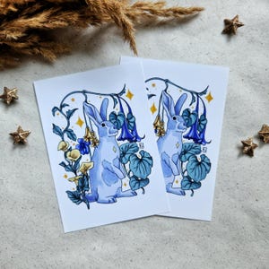 Kunstdruck/ Print/ Grußkarte "Blumenhase" / Osterkarte / Geschenkkarte  / Originalzeichnung Druck / Hase mit Blumenranken