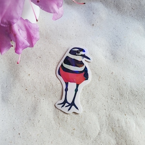 Holografischer Vinyl Aufkleber / Sticker eines pinken Regenpfeifer Vogels
