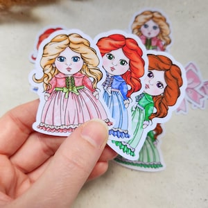 12er Sticker Set süßer Puppen