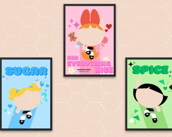 Cartoon | The PowerPuff Girls | Faceless | Illustration | Quote print | Instant Download | Printable Poster