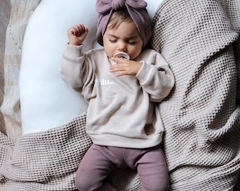 Hey you... Set Big - Fine knit oversized sweater, waffle-knit leggings & turban hat for girls