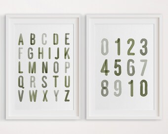 Láminas para guarderías, citas para guarderías, láminas con números, láminas con alfabetos, arte mural para guarderías, láminas educativas hechas a mano para guarderías, descarga instantánea