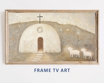 Easter Frame TV Art, Jesus Christ, Lambs, Christian Decor (Digital Download)