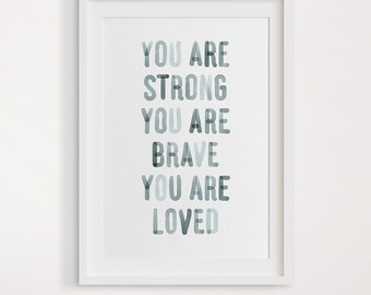 Blue Watercolor Nursery Quote Print, Kids Room Decor (Digital Download)