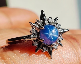 Lindy Sternsaphir Ring: 925 Sterling Silber
