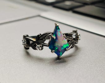 Vintage Kite Opal Ring: 925 Sterling Silver Designer Ring