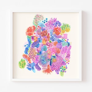 Abstrakter Kunstdruck Lebendige Wandkunst Moderner Aquarell Kunstdruck Bunt Badezimmer Dekor Zuhause Meer Inspiriert Wandkunst Korallenriff Druck Handgemacht