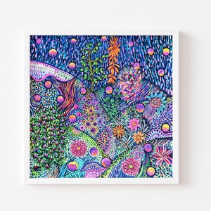 Underwater Hills Art Print Modern Coral Reef Painting with Watercolor & Gouache Colorful Wall Art Decor Print by Iridisea Studio image 1