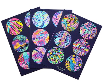 Colourful Art Sticker Pack - Patterned Sticker Sheets | Illustrated Stickers for Journals, Planners, Notebooks & Crafts