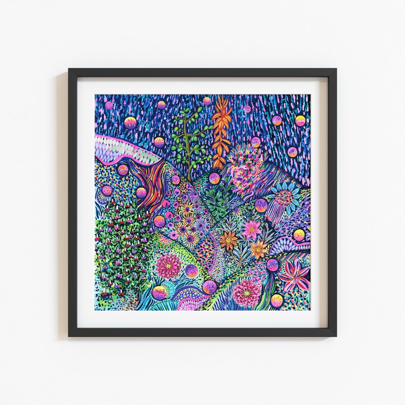 Underwater Hills Art Print Modern Coral Reef Painting with Watercolor & Gouache Colorful Wall Art Decor Print by Iridisea Studio image 3