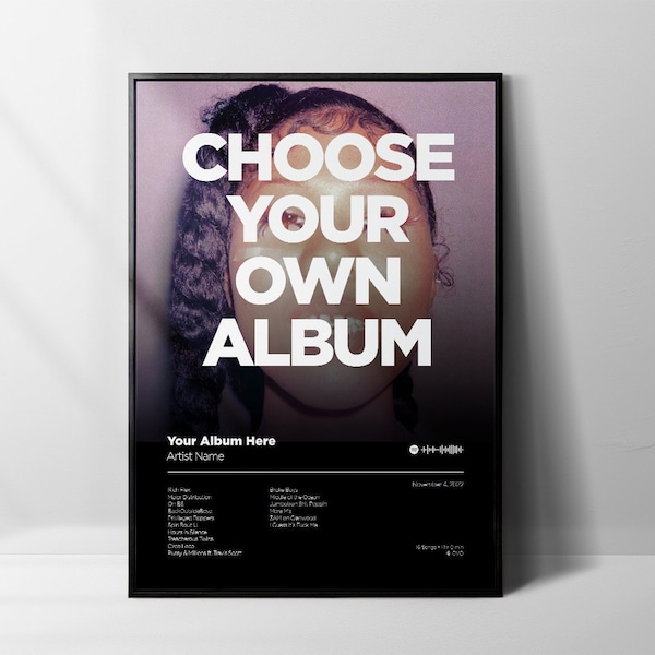 Choose Your Own Album / Custom Album Tracklist Poster / Minimal / Wall Art / Apartment Posters / Bedroom Posters / Music Poster