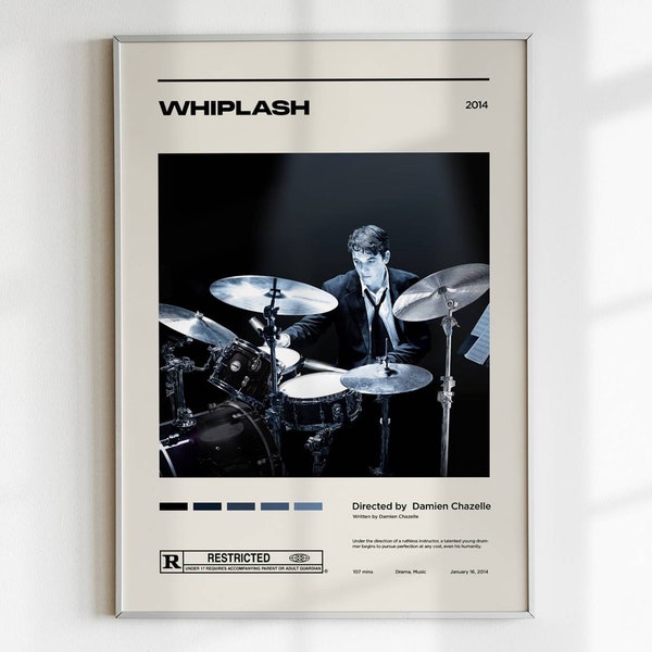 Whiplash / Minimalist Movie Poster / Mid Century / Wall Art / Apartment Posters / Bedroom Poster / Custom Posters / 2014