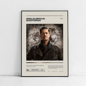 Inglorious Basterds / Plakat filmowy z połowy wieku / Minimalistyczny / Sztuka ścienna / Plakaty do apartamentów / Plakat do sypialni / Quentin Tarantino