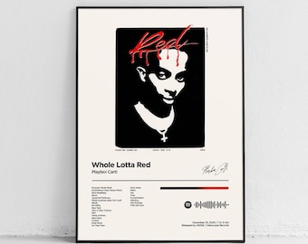 Whole Lotta Red / Playboi Carti / Album Tracklist Poster Print / Minimal / Wall Art / Apartment Posters / Bedroom Posters