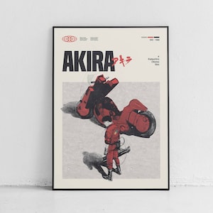 Akira / Plakat filmowy z połowy XX wieku / Minimalistyczny / Sztuka ścienna / Plakaty do mieszkania / Plakaty do sypialni