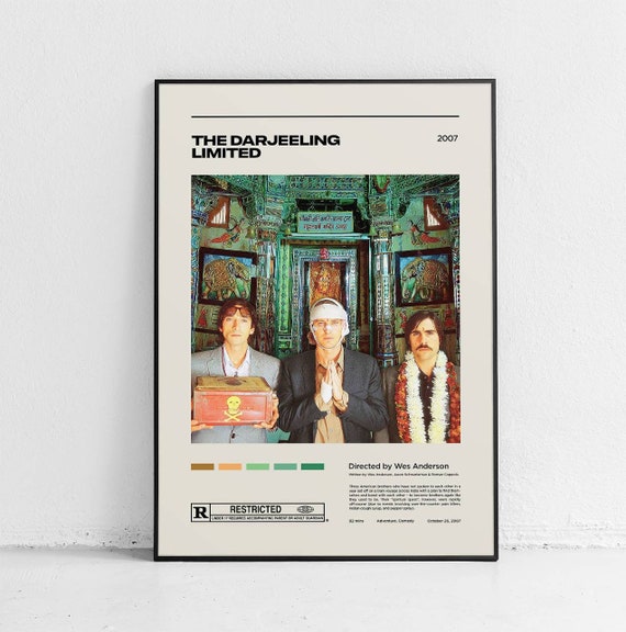 The Darjeeling Limited / Mid Century Movie Poster / Minimal / Wall Art / Apartment Posters / Bedroom Posters / Wes Anderson