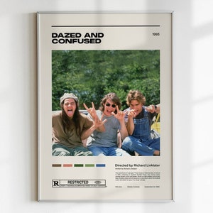 Aturdido y confundido/ Cartel de película minimalista / Mediados de siglo / Arte de pared / Carteles de apartamentos / Cartel de dormitorio / Carteles personalizados / 1993 / 90s