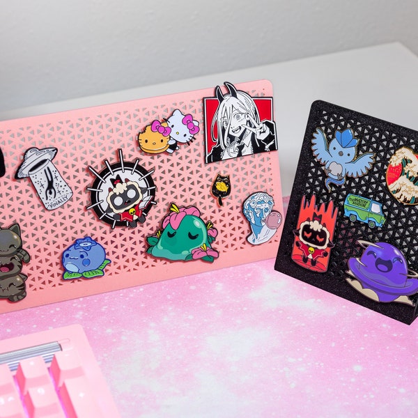 Enamel Pin Board Display for Pin Collectors (Small / Wide) - Desktop & Shelf Enamel Pin Display Board / Pin Holder for your Pin Collection