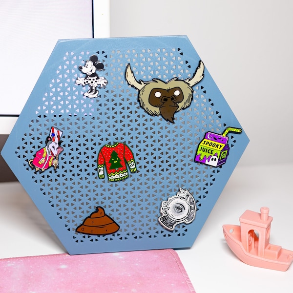 Enamel Pin Board Display for Pin Collectors (Hexagon) - Wall Mount Enamel Pin Display / Pin Holder for your Pin Collection (Various Colors)