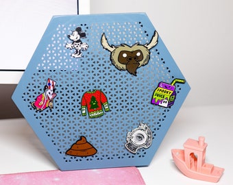 Enamel Pin Board Display for Pin Collectors (Hexagon) - Wall Mount Enamel Pin Display / Pin Holder for your Pin Collection (Various Colors)