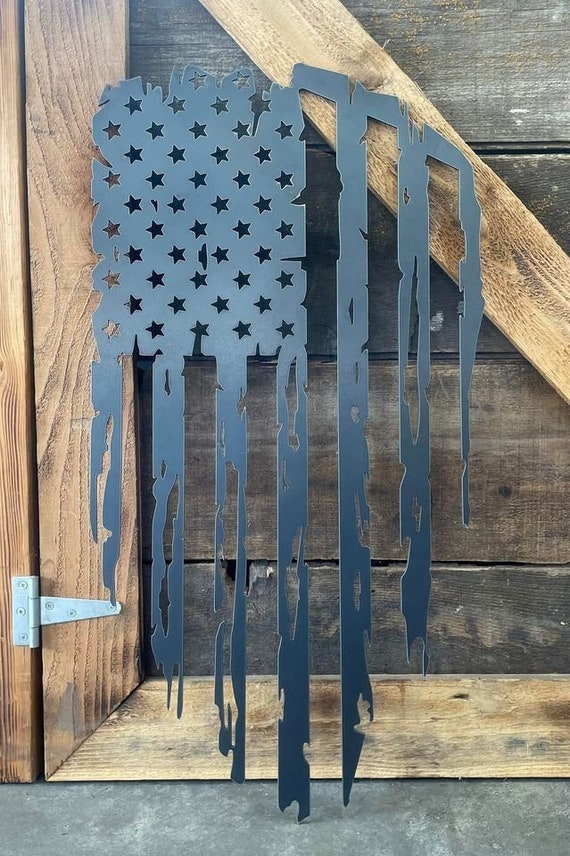Distressed American Flag Plasma Cut Etsy