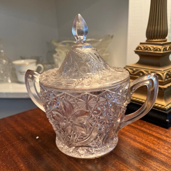 Vintage Pressed Glass / Candy Jar With Lid Etsy
