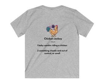 Funny Chicken Jockey Kids Tee, Children's Shirt, Youth Top, Kid's Graphic T-Shirt, Cool Slang Definition Apparel