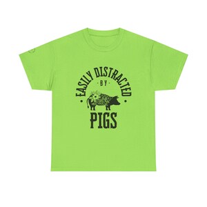 Pig Lover Tee, Farm Supporter Shirt, Local Business Homestead Tshirt, Easily Distracted Unisex Cotton Top