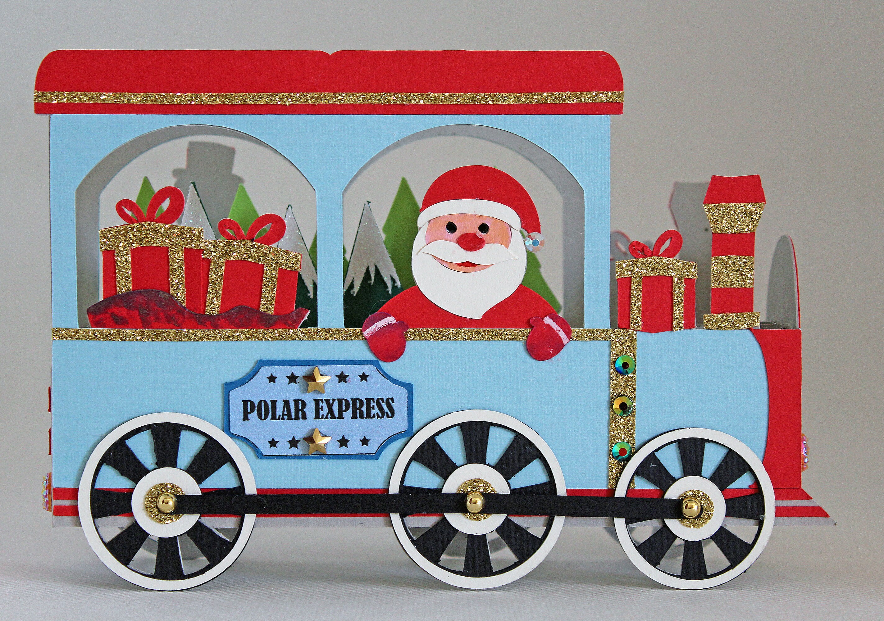 3D Box Card Christmas Train, SVG, EPS, DXF, Pdf, Silhouette Studio ...
