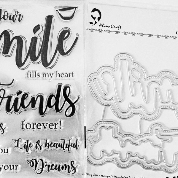 Smile Sentiments, Klare Stempel und Matrizen. (11 klare Stempel und 4 Würfel) Scrapbooking, Embossing