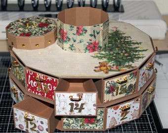 Advent calendar, drawers container. Digital cutting file for Cricut, Scanncut and Silhouette Cameo.