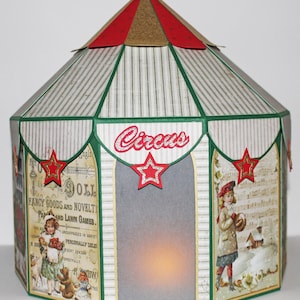 Circusdoos (DIGITAAL PRODUCT), Svg, Eps, Dxf, Pdf, Silhouette Studio-bestanden, kerstdoos, geschenkdoos