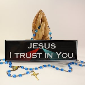 Catholic Bumper Sticker | Divine Mercy Vinyl Sticker | Weatherproof | UV Resistant | Waterproof | Jesus I trust in You Sticker for Car