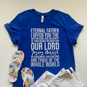 Divine Mercy Catholic Block Text Prayer T-Shirt