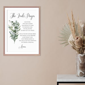 The Lord&#39;s Prayer Sign Our Father Who Art In Heaven, Printable Religious Wall Art, Boho Natural Aesthetic Decor, Christian Home Decor