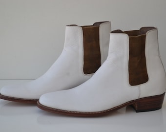 Botas de cano alto de couro genuíno feitas à mão feitas à mão para homens sob medida "Bom ano welted"