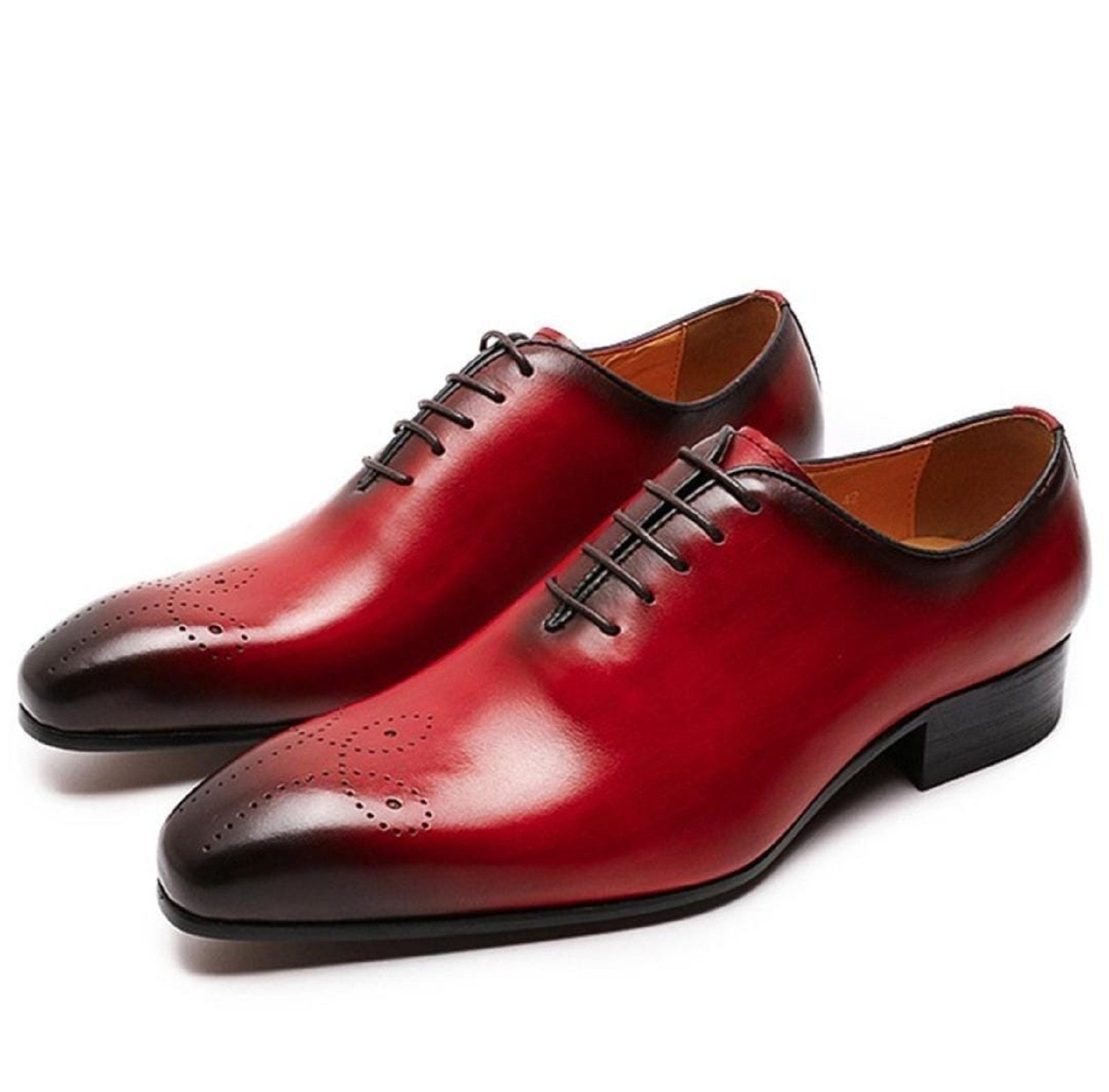 Scarpe Oxford Brogue In Pelle Viola Fatte A Mano – Eleganti E Formali Per Uomo (Taglia 10 US)