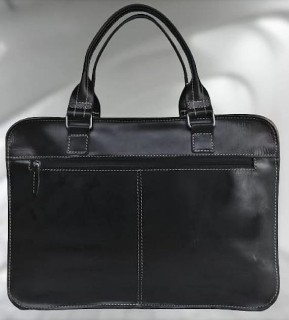 EchtLeder Laptoptasche Vorne zwei Taschen mit Haltegurten für