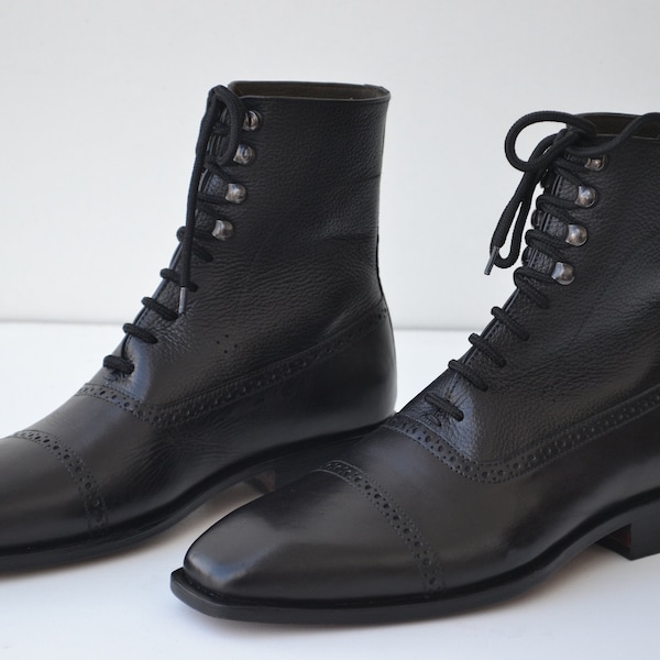 Bottines hautes en cuir véritable « Good Year Welted » faites à la main pour hommes sur mesure