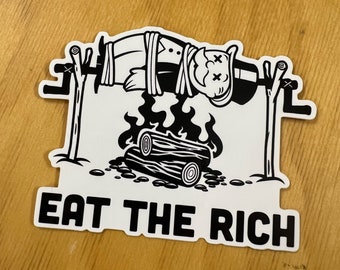 Eat the Rich Black and White Sticker