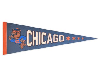 Fanion Vintage NFL Chicago Bears Années 50 - Pièce Originale Rare - Officiellement Licencié