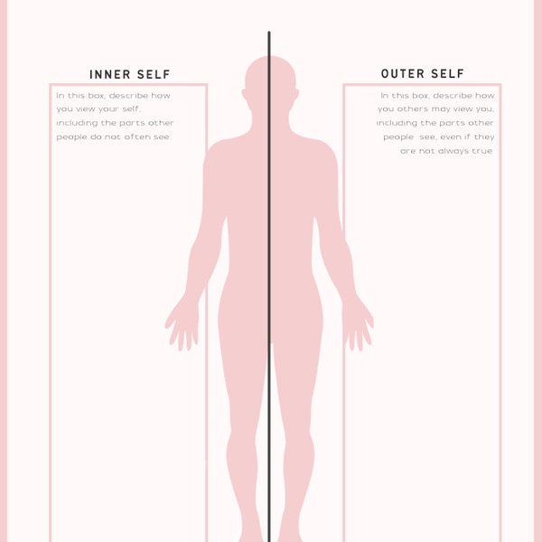 Inner Vs Outer Self reflection worksheet TEMPLATE