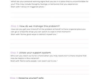 Safety Plan Worksheet PDF