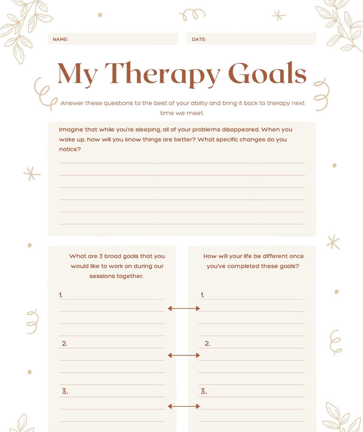 my speech therapy goals worksheet