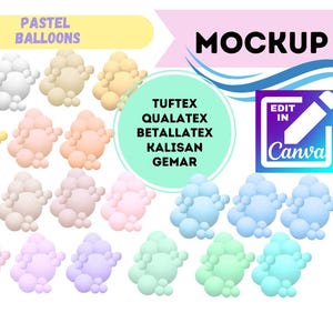EDITABLE IN CANVA Pastel balloon clusters for balloon artists, balloons, balloon arch template Gemar, Kalisan, Sempertex, Qualatex mockup