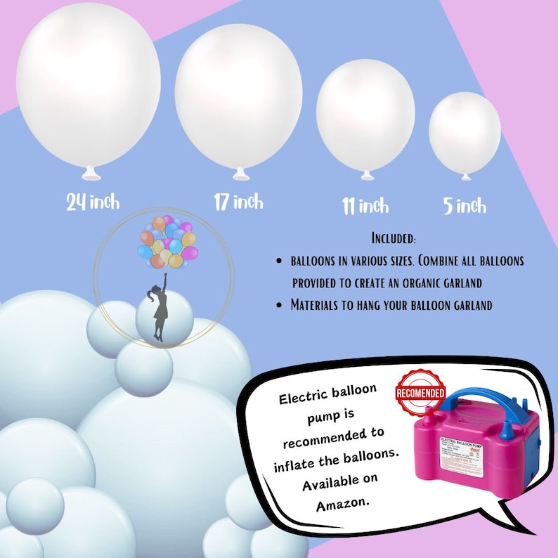 Balloon garland DIY kit Minnie Mouse, Butterfly, Fairy, Princess Pastel pink and lilac, Baby Shower, Birthday, Bridal shower balloon arch image 4