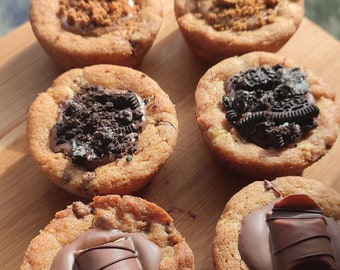 Mini Deep Dish Cookies - 6 Cookie cups - Stuffed Cookies - Birthday Gift - Gift for a Friend - Personalised cookies - Postal Bake