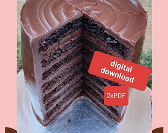 INSTANT DOWNLOAD - Tall fudge chocolate cake RECIPE, matilda style like cake, digital download, Bruce cake recipe