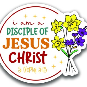 LDS #7 2024 Tema juvenil "Soy un discípulo de Jesucristo" UNA CALCOMANÍA impermeable troquelada vinilo personalizado grueso pegatina duradera recordatorio impactante
