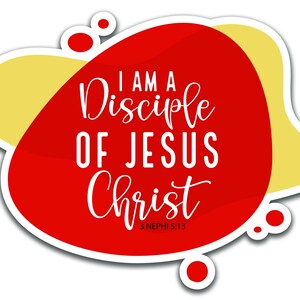 LDS #5 2024 Tema juvenil "Soy un discípulo de Jesucristo" UNA CALCOMANÍA impermeable troquelada vinilo personalizado grueso pegatina duradera recordatorio impactante